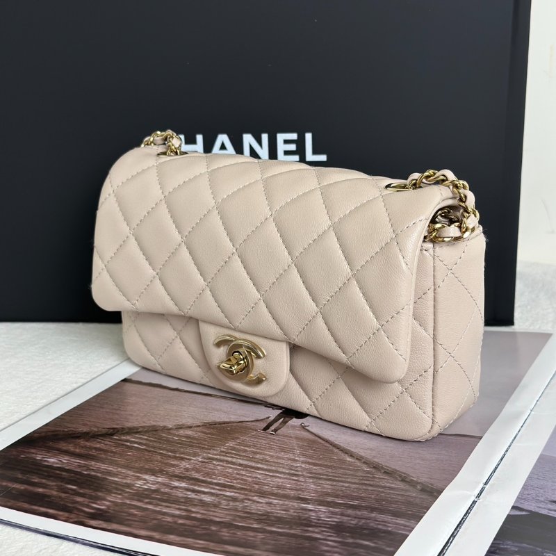 CHANEL 經典口蓋包Mini CF18 - 羊皮米金-4