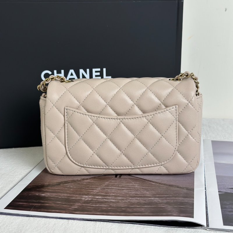 CHANEL 經典口蓋包Mini CF18 - 羊皮米金-5