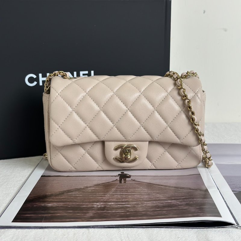 CHANEL 經典口蓋包Mini CF18 - 羊皮米金-7