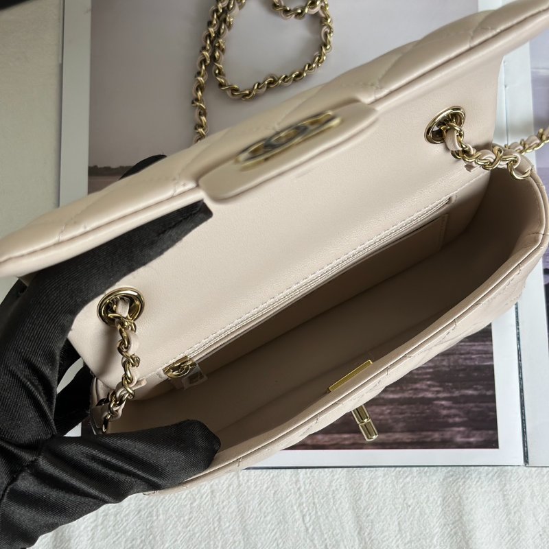 CHANEL 經典口蓋包Mini CF18 - 羊皮米金-8