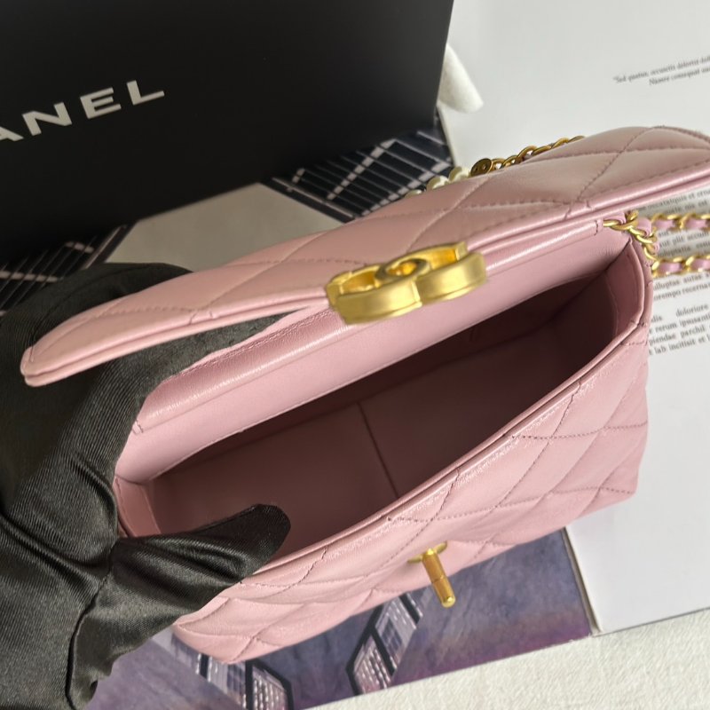 CHANEL 24A珍珠字母鍊方胖子 20 - 粉金-6
