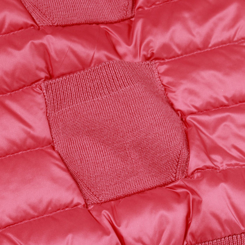 MONCLER 開襟羊毛羽絨服，尼龍羊毛混紡，粉紅色，S碼，二手女款-6