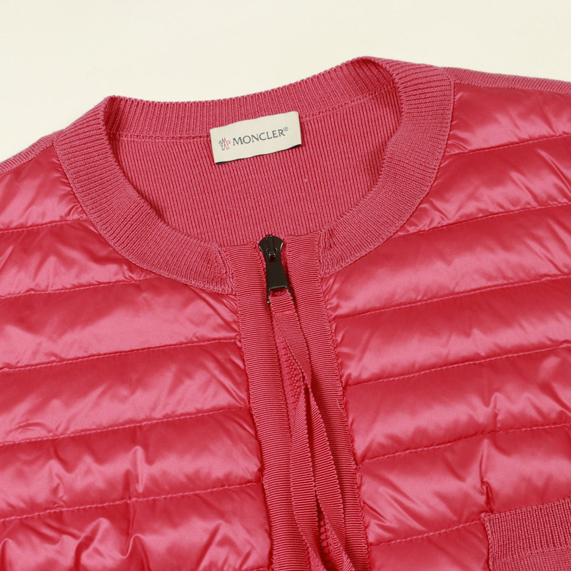 MONCLER 開襟羊毛羽絨服，尼龍羊毛混紡，粉紅色，S碼，二手女款-8