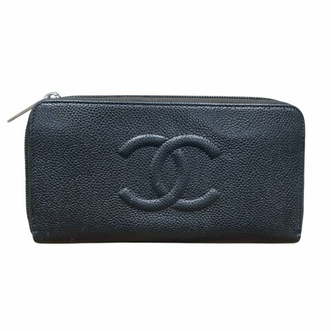 CHANEL 香奈兒 長夾 荔枝牛皮 深綠色 銀釦