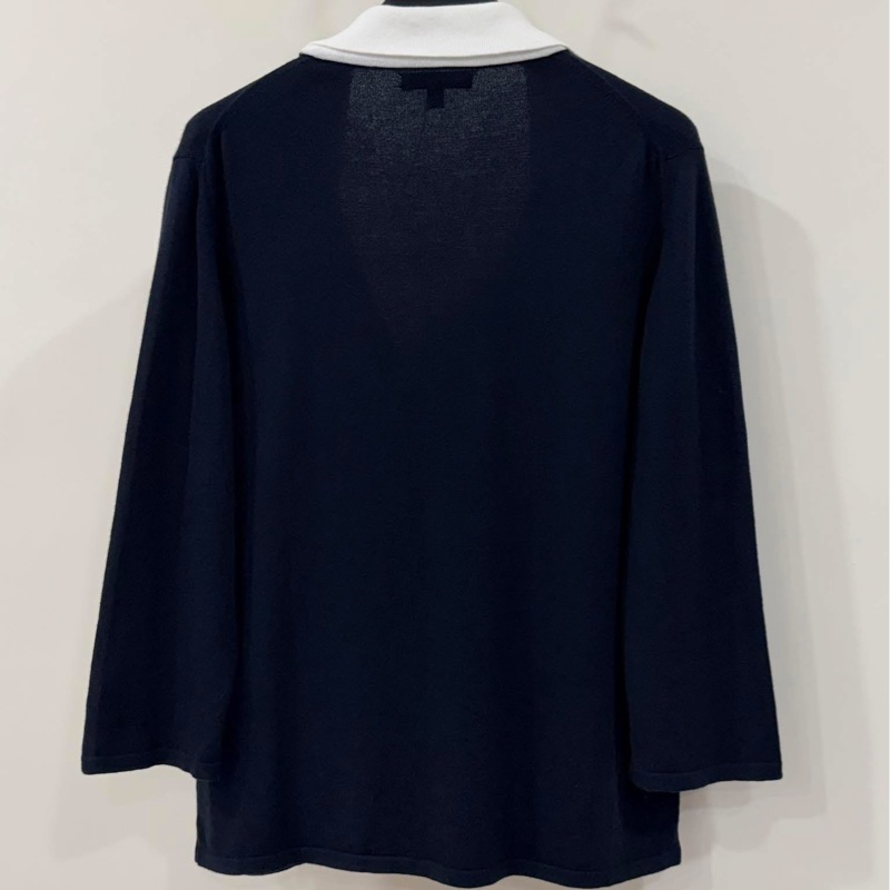 BURBERRY 倫敦 帶領戰馬針織開襟外套 深藍近黑-2