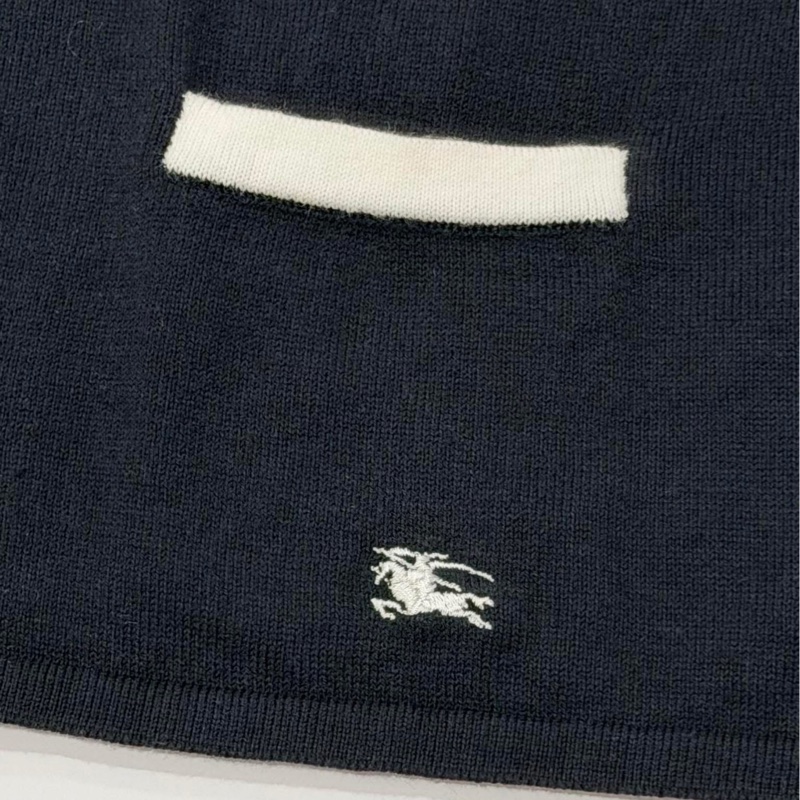 BURBERRY 倫敦 帶領戰馬針織開襟外套 深藍近黑-4