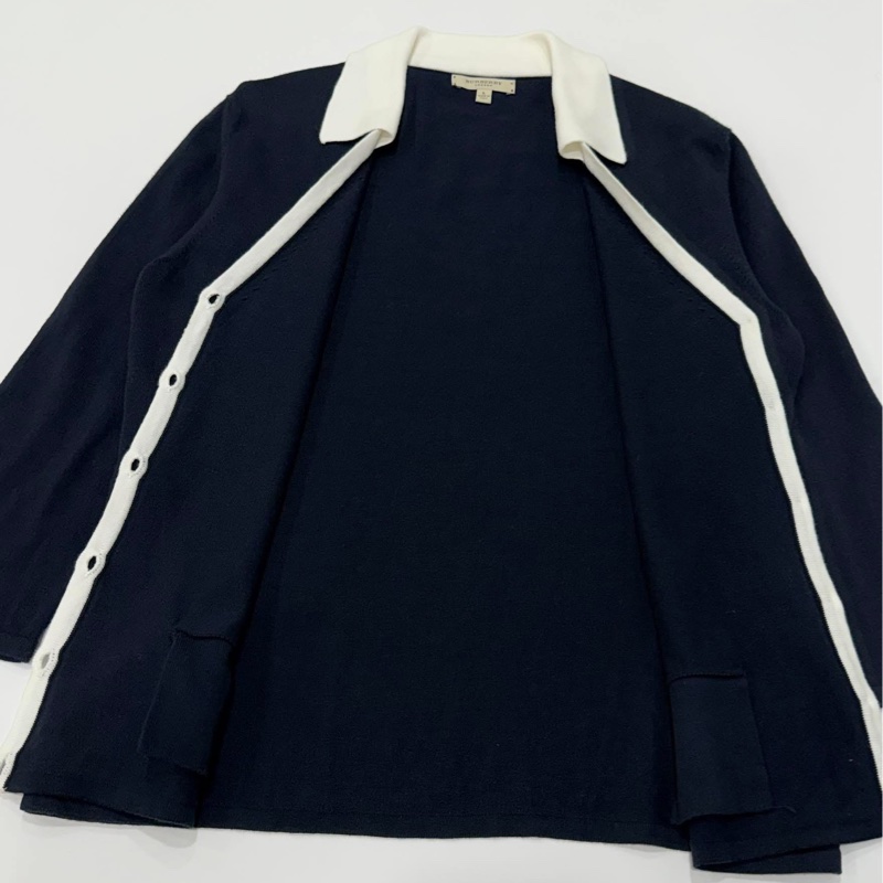 BURBERRY 倫敦 帶領戰馬針織開襟外套 深藍近黑-7