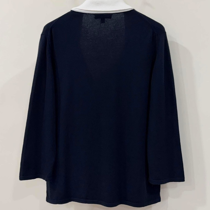 BURBERRY 倫敦 帶領戰馬針織開襟外套 深藍近黑-2