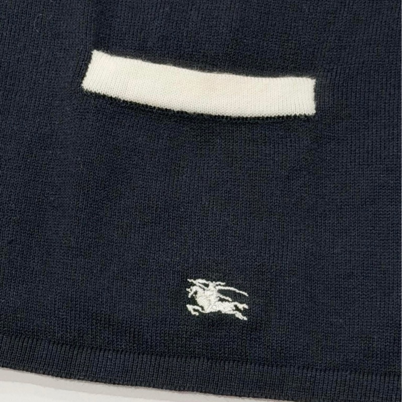 BURBERRY 倫敦 帶領戰馬針織開襟外套 深藍近黑-4