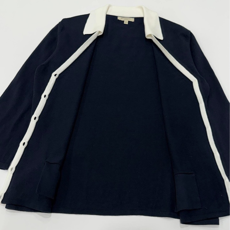 BURBERRY 倫敦 帶領戰馬針織開襟外套 深藍近黑-7