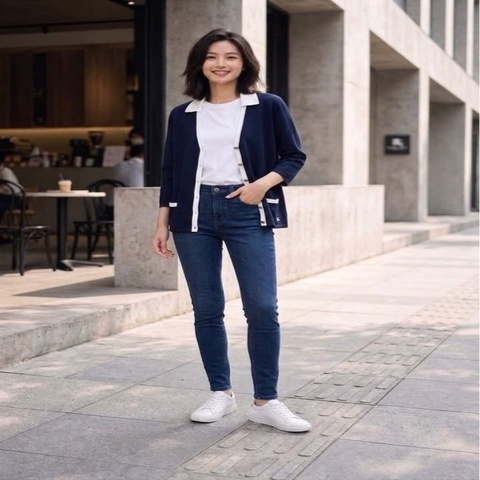 BURBERRY 倫敦 帶領戰馬針織開襟外套 深藍近黑