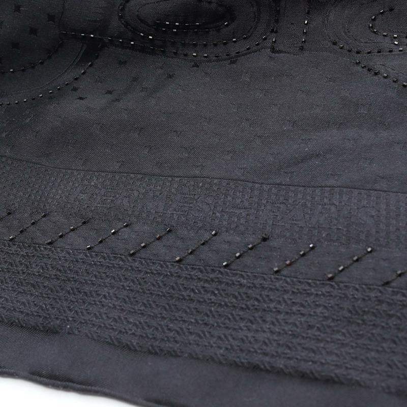 愛馬仕 Coaching Perle Bleu Noir 絲巾披肩，真絲，海軍藍，二手女款-1