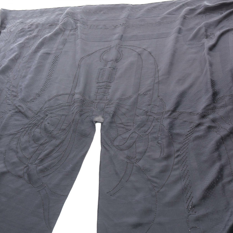 愛馬仕 Coaching Perle Bleu Noir 絲巾披肩，真絲，海軍藍，二手女款-4