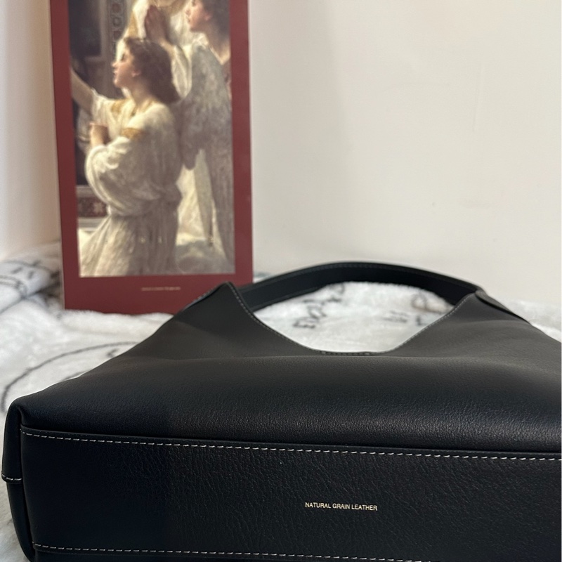 【全新】COACH Brooklyn 28 hobo徽標Logo按扣開合粒面流浪漢包手提單肩包 中號 黑色-2