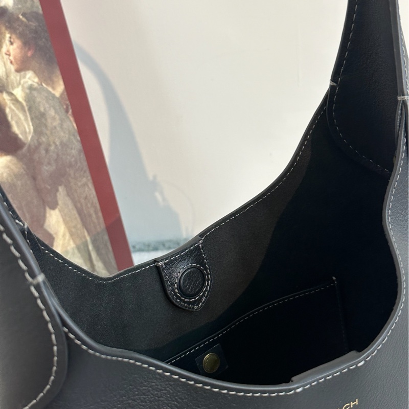 【全新】COACH Brooklyn 28 hobo徽標Logo按扣開合粒面流浪漢包手提單肩包 中號 黑色-4