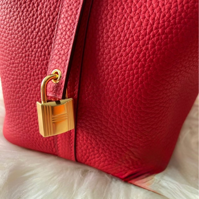 Hermes 愛馬仕 菜籃子p18 5E朱砂紅金扣-2