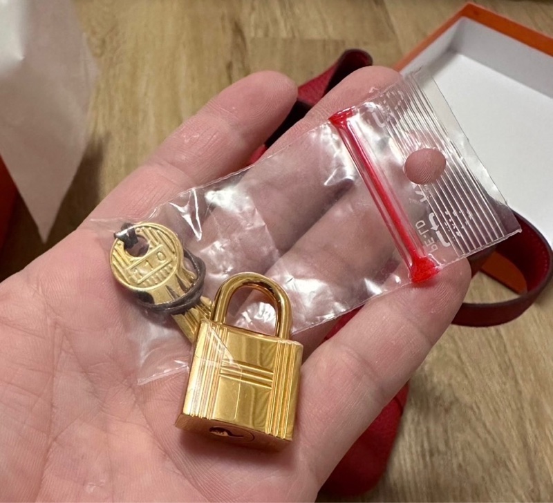 Hermes 愛馬仕 菜籃子p18 5E朱砂紅金扣-4