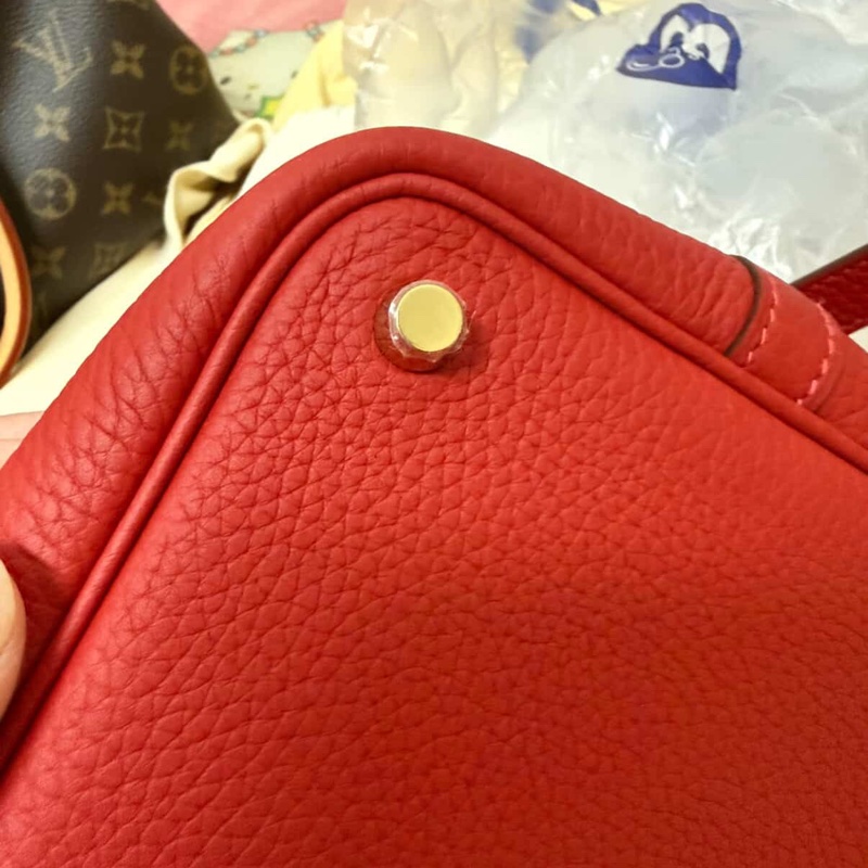 Hermes 愛馬仕 菜籃子p18 5E朱砂紅金扣-5