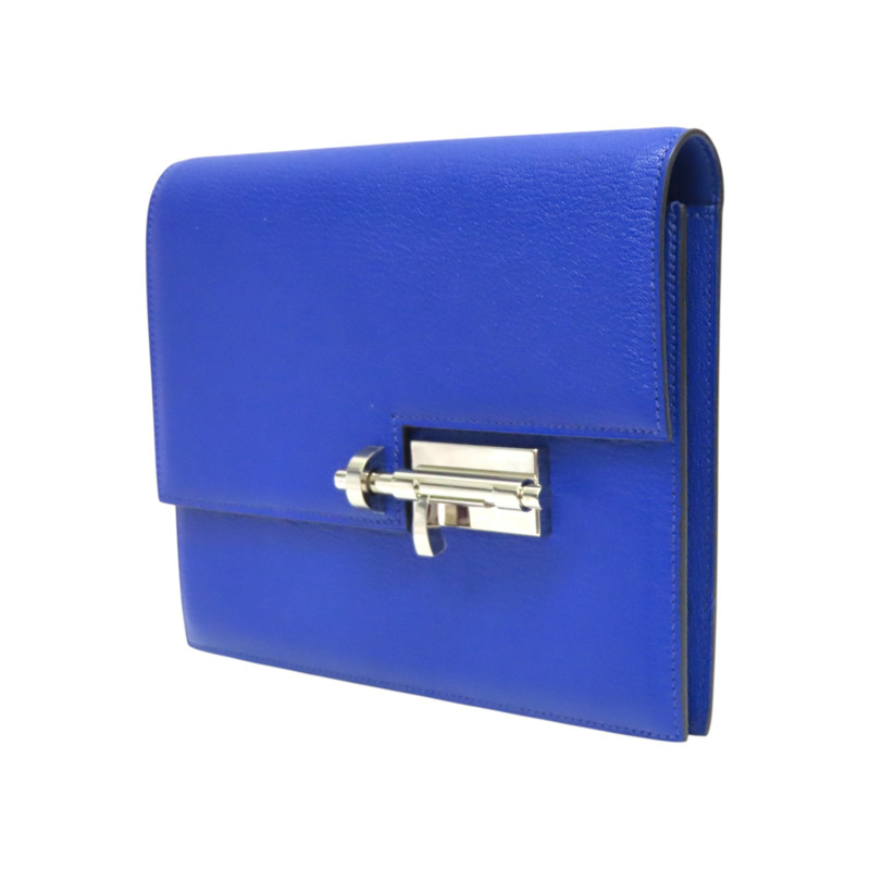 藍色 山羊皮 Verrou clutch 手拿包 A刻【HERMES 愛馬仕】-2