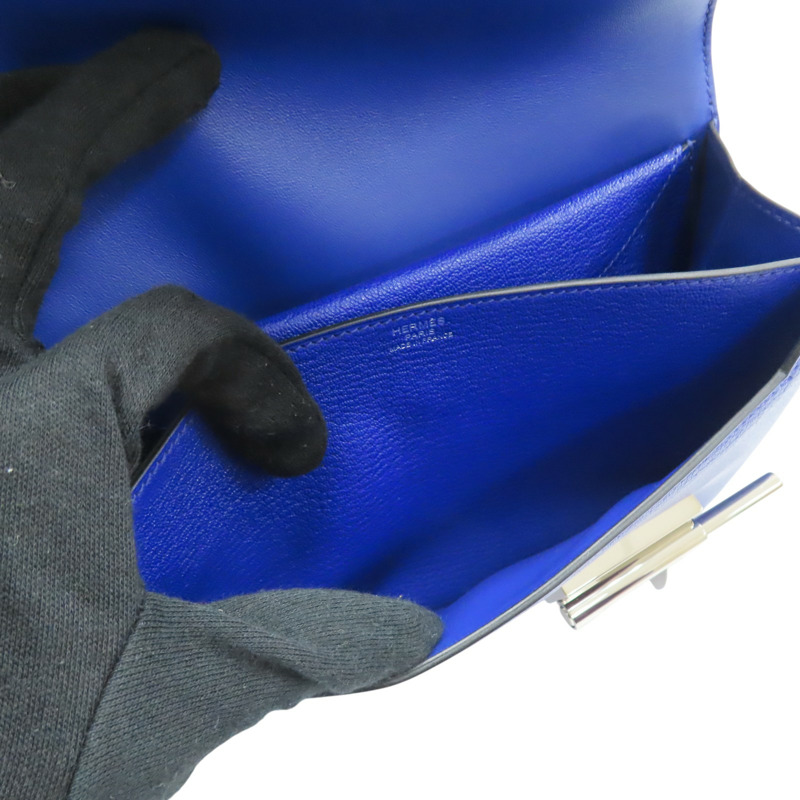 藍色 山羊皮 Verrou clutch 手拿包 A刻【HERMES 愛馬仕】-7