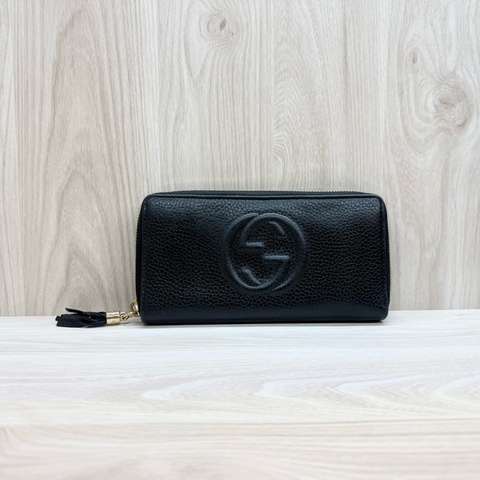 GUCCI甜價🧧黑色牛皮SOHO長夾/598187