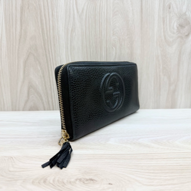GUCCI甜價🧧黑色牛皮SOHO長夾/598187-3