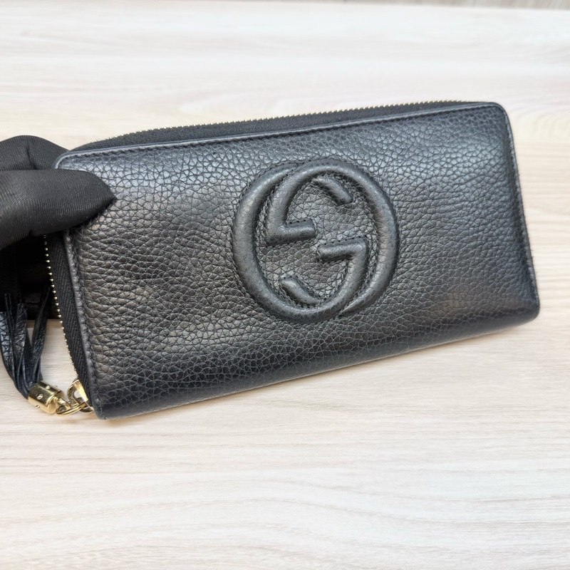 GUCCI甜價🧧黑色牛皮SOHO長夾/598187-12