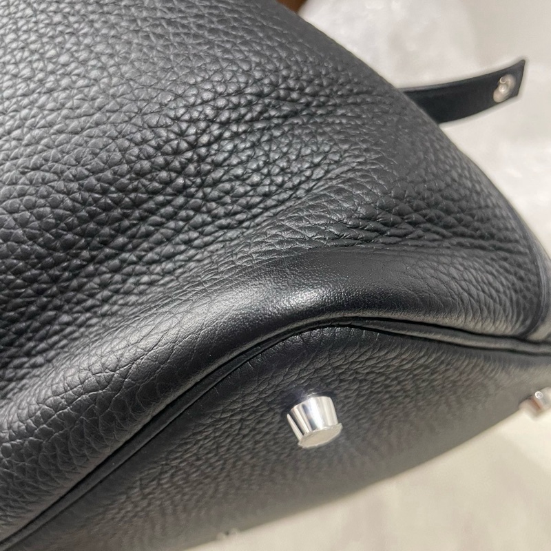 Hermes愛馬仕picotin 22黑銀菜籃子，C刻牛皮，黑銀配色高級 配件防塵鑰匙鎖。-6