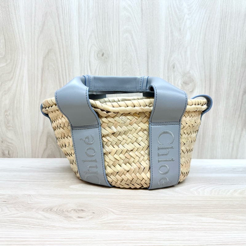 CHLOE氣質🫶🏼灰藍拉菲草編織包CHC23SS304J66-1