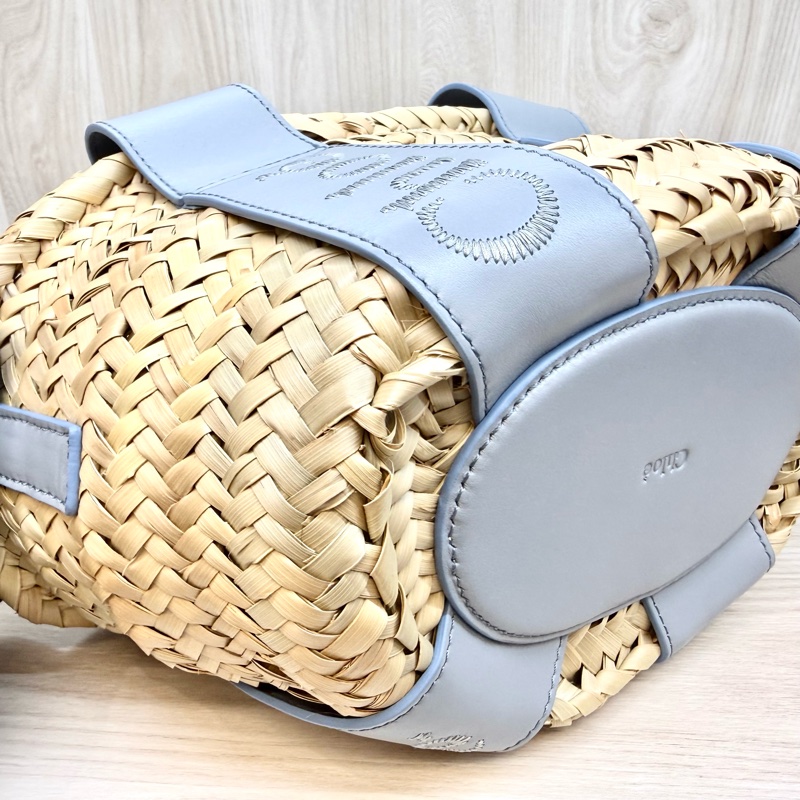 CHLOE氣質🫶🏼灰藍拉菲草編織包CHC23SS304J66-7