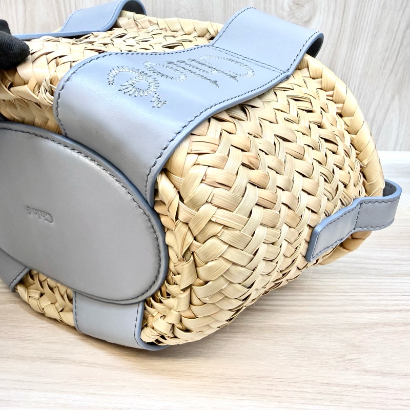 CHLOE氣質🫶🏼灰藍拉菲草編織包CHC23SS304J66-8