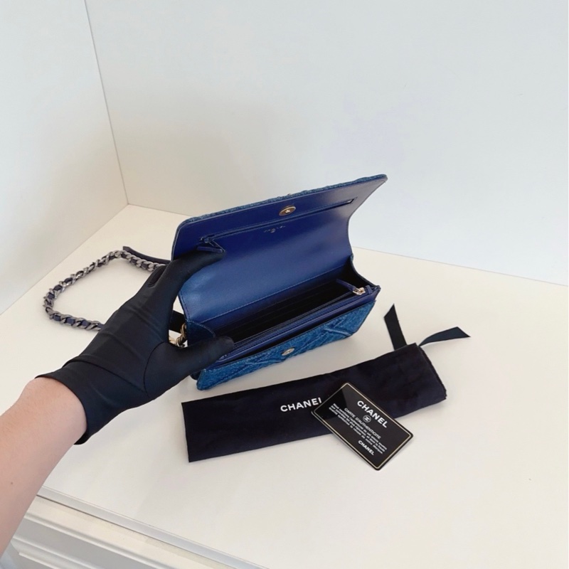 【99新🆕】Chanel 深色丹寧金扣19bag系列Woc鏈條包 斜挎包-7