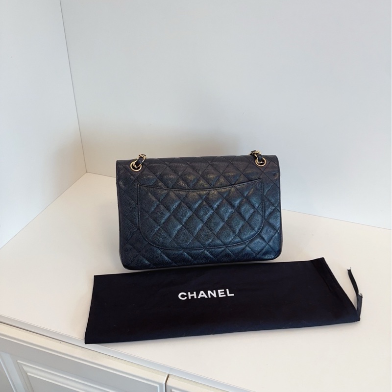 【97】新🆕Chanel 黑金魚子醬雙蓋CF Jumbo單肩包-1