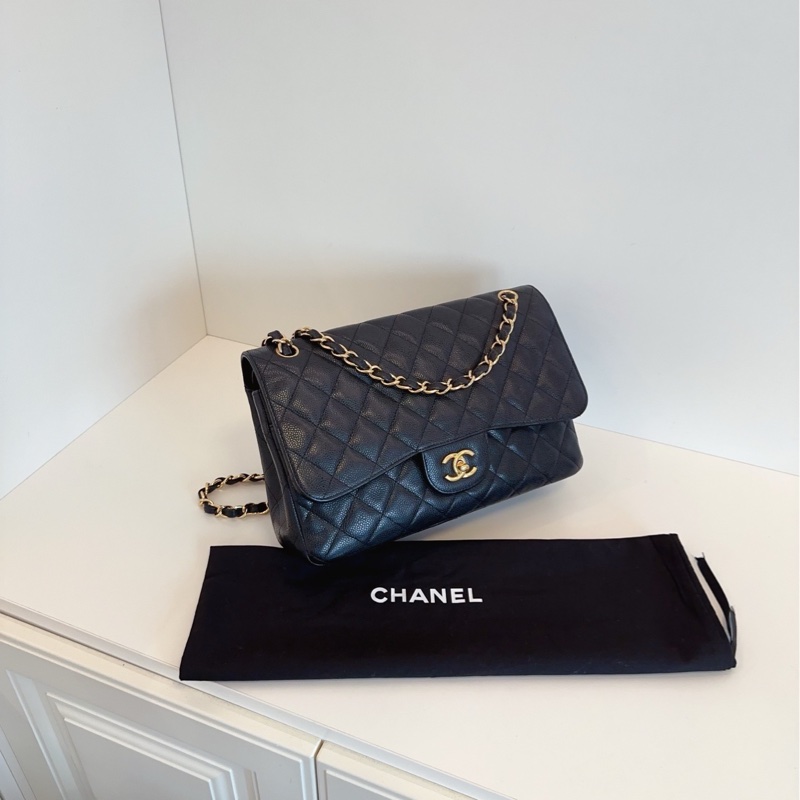 【97】新🆕Chanel 黑金魚子醬雙蓋CF Jumbo單肩包-2