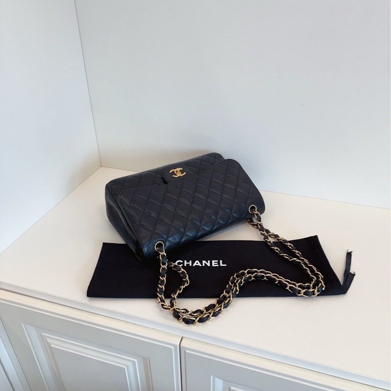 【97】新🆕Chanel 黑金魚子醬雙蓋CF Jumbo單肩包-6