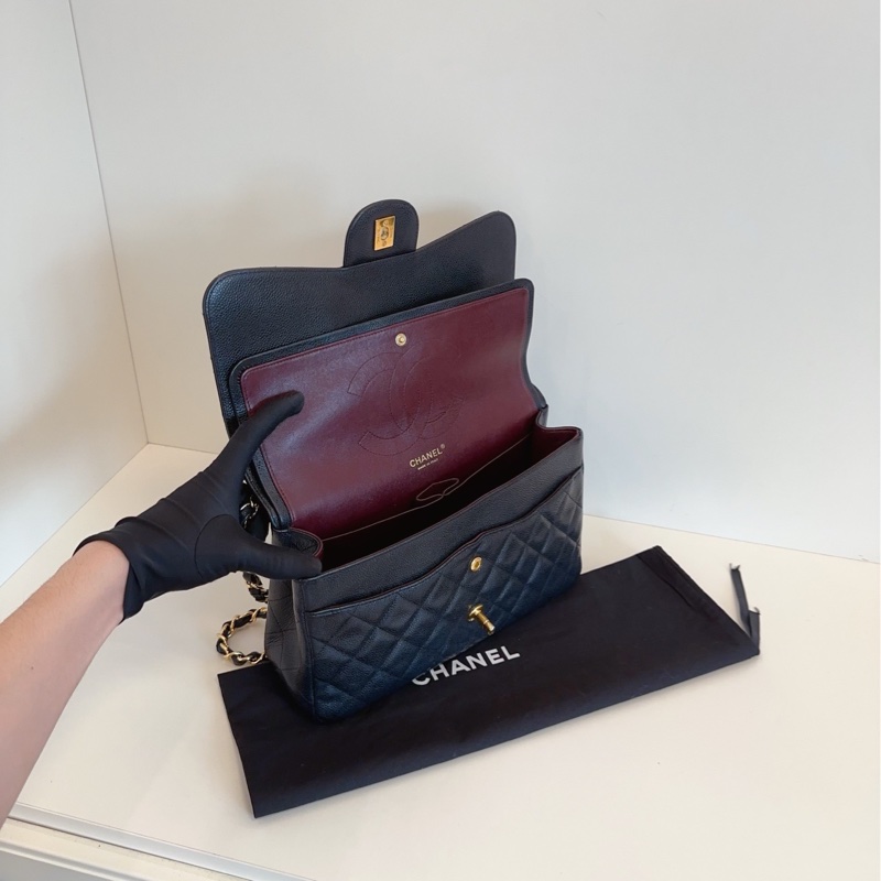 【97】新🆕Chanel 黑金魚子醬雙蓋CF Jumbo單肩包-8