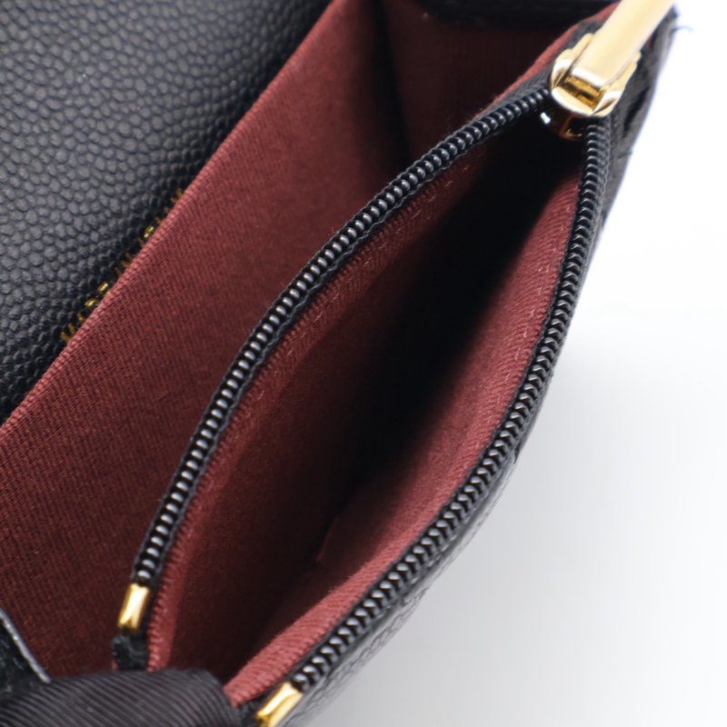 CHANEL 粒面牛皮拉鍊夾層卡包 - 黑金-3