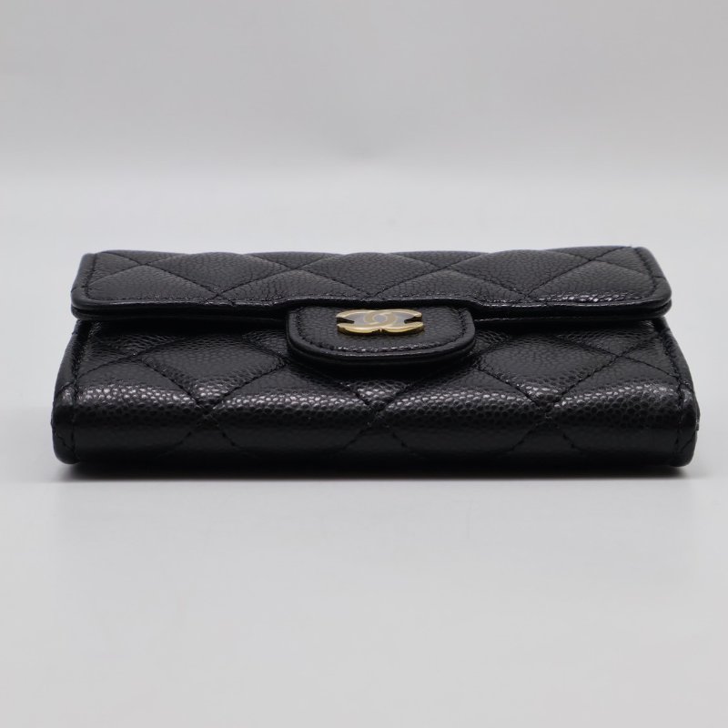 CHANEL 粒面牛皮拉鍊夾層卡包 - 黑金-11