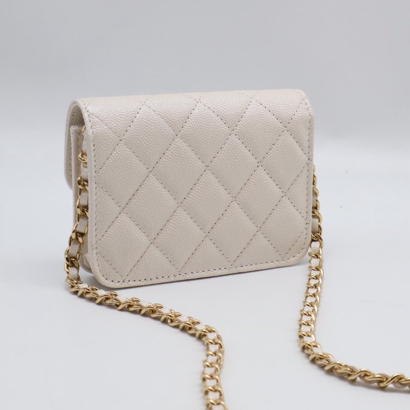 CHANEL 24S彩鑽雙C鍊帶小包 - 白金-3