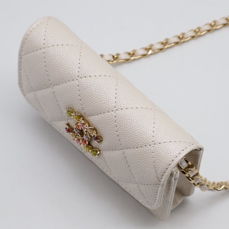 CHANEL 24S彩鑽雙C鍊帶小包 - 白金-4