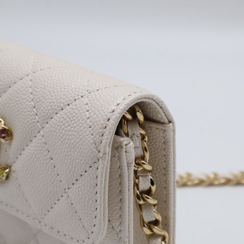 CHANEL 24S彩鑽雙C鍊帶小包 - 白金-6