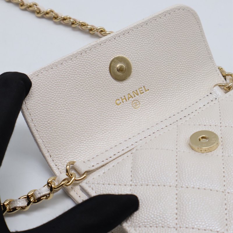 CHANEL 24S彩鑽雙C鍊帶小包 - 白金-8