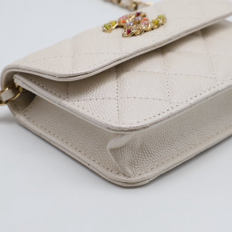 CHANEL 24S彩鑽雙C鍊帶小包 - 白金-14