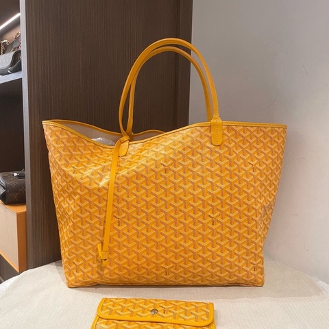 Goyard戈雅黃色滿印老花 Tote購物袋，大號尺寸39/32/19cm