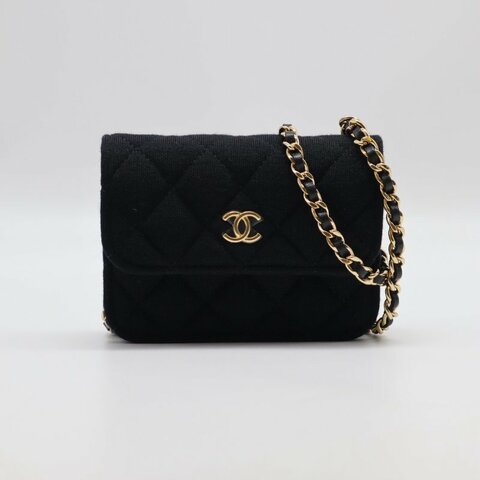 CHANEL 23C帆布鍊帶小包 - 黑金
