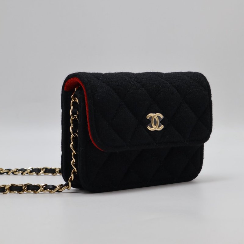 CHANEL 23C帆布鍊帶小包 - 黑金-1