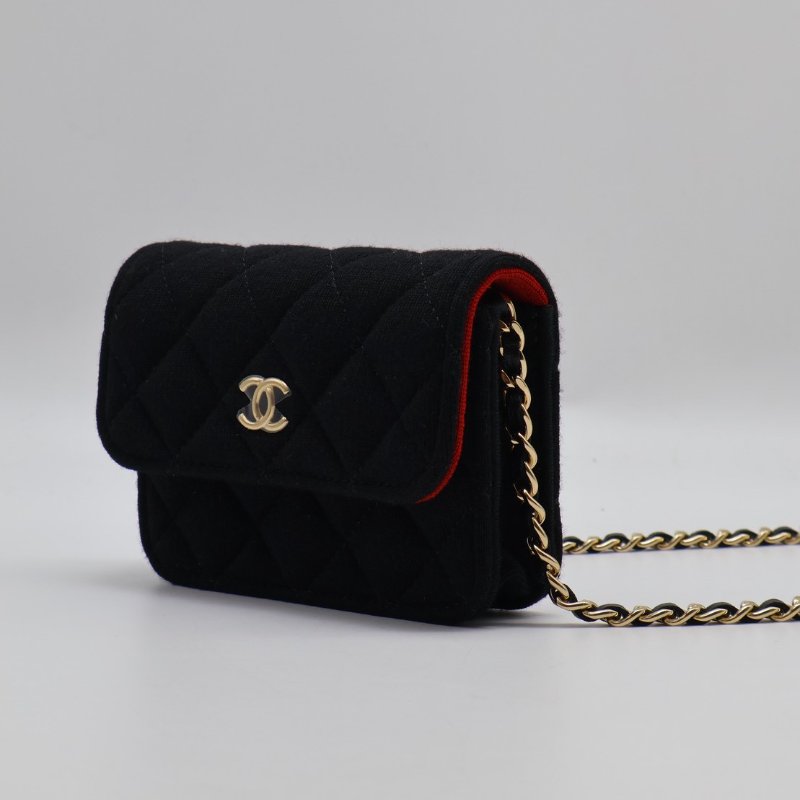 CHANEL 23C帆布鍊帶小包 - 黑金-2