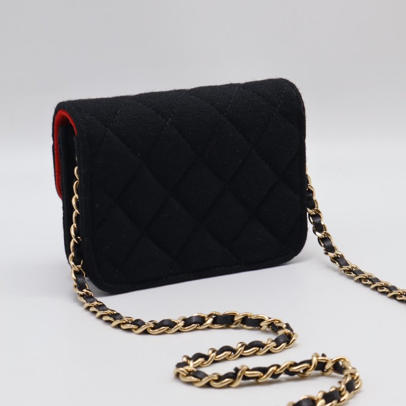 CHANEL 23C帆布鍊帶小包 - 黑金-3