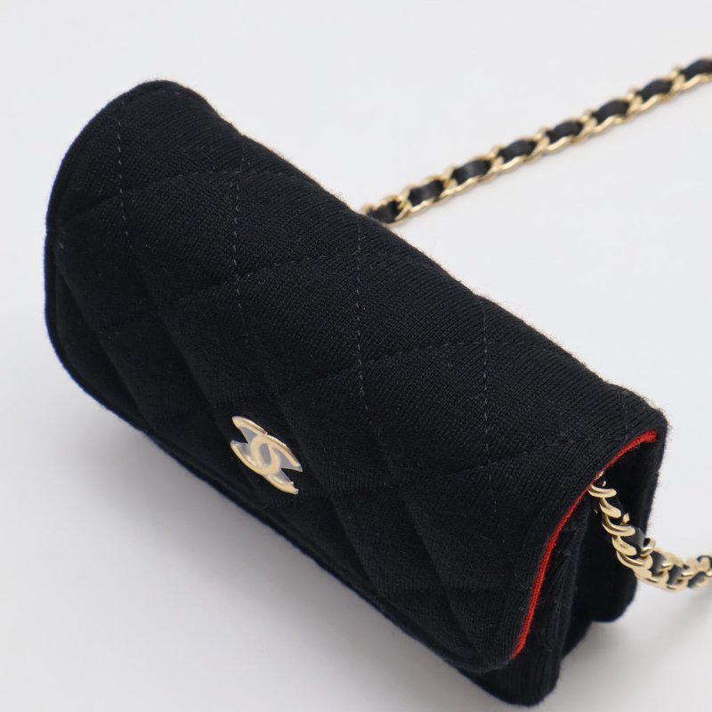 CHANEL 23C帆布鍊帶小包 - 黑金-4