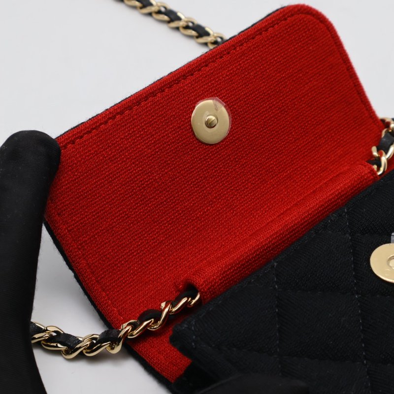 CHANEL 23C帆布鍊帶小包 - 黑金-6